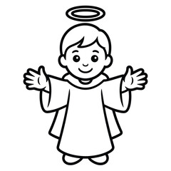 Fototapeta premium Happy angel welcoming isolated on white background, Vector, illustration