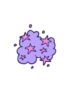 starburst effect animation of cartoon doodle magical cloud