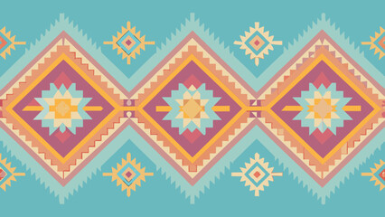 Southern Thai ethnic textile vector pattern, pastel palette, fabric presentation, modern flat vector.