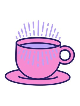 jiggle motion animation of iconic tattoo style illustrationof cup of coffee