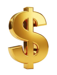 Obraz premium Golden 3d dollar sign transparent background cutout png
