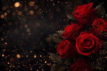 red roses on a black background