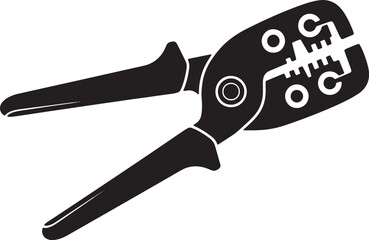 Black wire crimping tool with open jaws on white background pliers