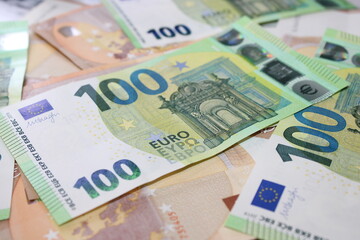 Euro Banknotes, European Currency Cash, Financial Concept