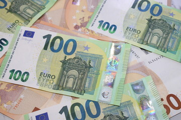 Euro Banknotes, European Currency Cash, Financial Concept