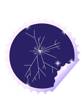 glitter effect animation of cracked screen graphic vector illustration round sticker stamp