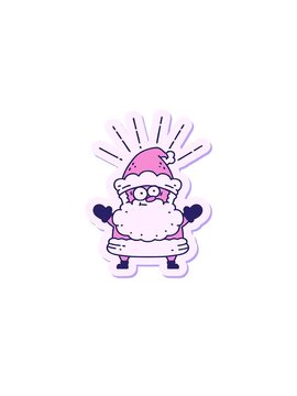 rise and float animation of sticker of a tattoo style santa claus christmas character