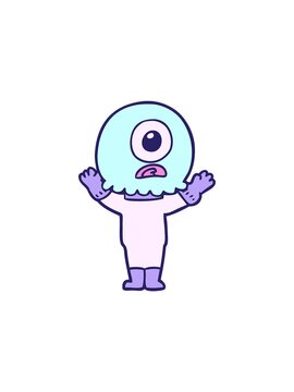 sales flash animation of cartoon cyclops alien spaceman