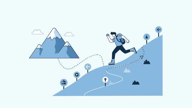 Achieving Goals Through Perseverance A Conceptual Illustration Of Overcoming Obstacles
