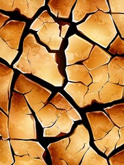 Cracked Earth Surface Digital Illustration - Drought and Global Warming Concept
