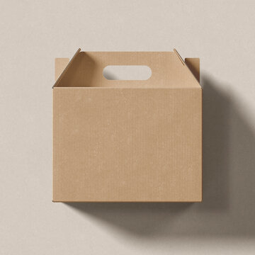 Kraft gable box mockup. 3D rendering