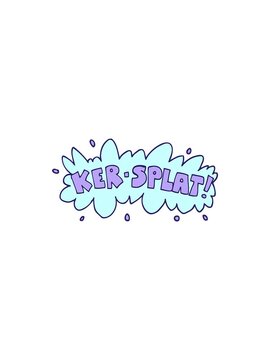 flashy sales animation of cartoon doodle words ker splat