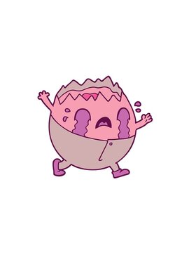 pressure popping animation of humpty dumpty cartoon egg man crying