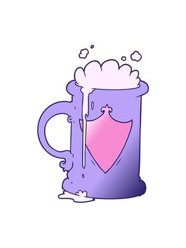 jiggle and pause animation of cartoon foaming beer
