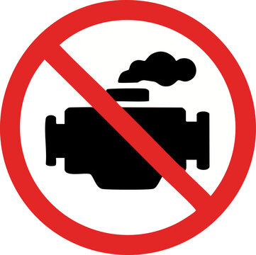 No Idling Sign. Engine Off Prohibition Symbol for Environment.