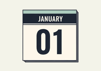 Fototapeta premium Minimal calendar icon displaying January first date for planning and scheduling concepts.
