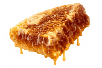 Golden brown french toast dripping maple syrup, sweet breakfast or brunch food on transparent background