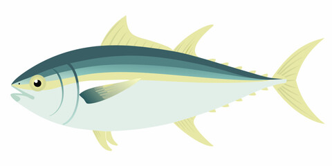Illustration of a bluefin tuna with yellow fins and a streamlined body