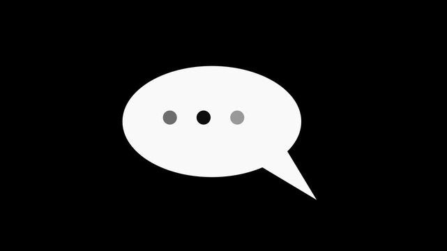 Speech bubble animation with loading dots on black background