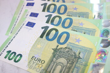 Hundred Euro Banknotes, European Currency Cash, Financial Concept