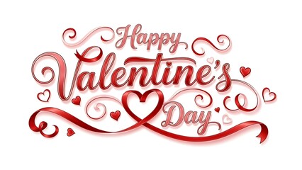 Celebratory valentine's day greeting with red and pink ornate lettering whit background