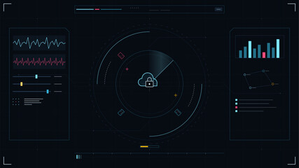 Fototapeta premium Data visualization of cloud security with charts and metrics on digital interface
