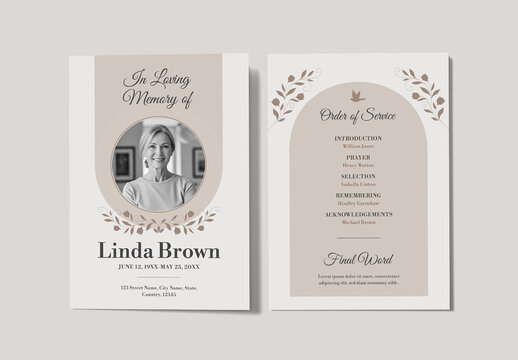 Minimalist Funeral Memorial Program Layout