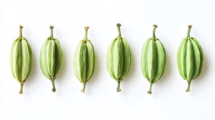 green bitter melon fruits isolated on white background