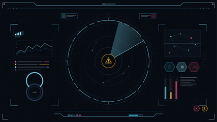 Fototapeta premium Dashboard display showing data and alerts in a digital interface during a monitoring session
