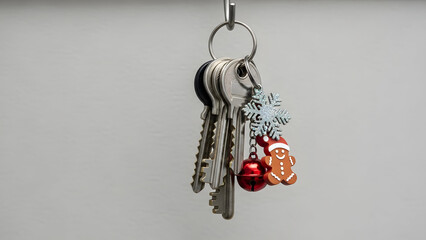 Keys with Festive Charms: A collection of shiny keys, adorned with cheerful holiday charms. Capturing the spirit of home and hearth.