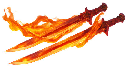 Two flaming swords on fire