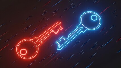 Neon keys symbolizing unlocking potential and duality