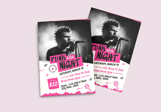 Modern Punk Rock Concert Flyer Template for DJ Night Party Event