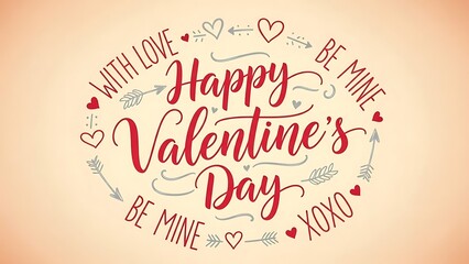 Romantic valentine's day greeting card with red handwritten script whit background
