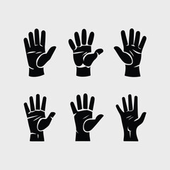 Obraz premium Six different hand gestures isolated on white background, Vector, illustration