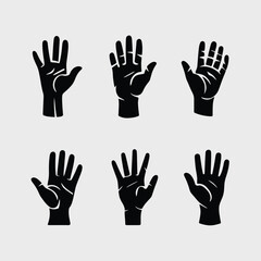 Obraz premium Various hand gestures illustrated isolated on white background, Vector, illustration