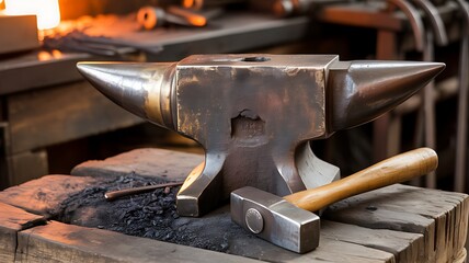 blacksmith working with hammer