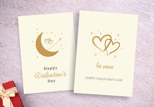 Luxury Minimal Valentine&rsquo;s Day Greeting Card Set with llustration