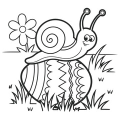 Obraz premium Happy snail in the grass isolated on white background, Vector, illustration