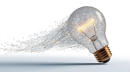 abstract innovation light bulb made of digital lines isolated on white background