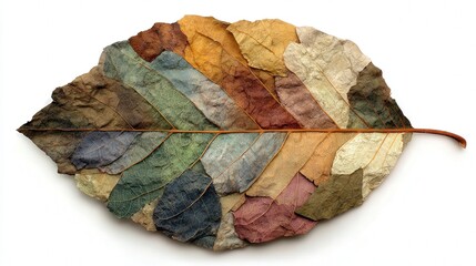 abstract leaf made of recycled paper texture isolated on white background