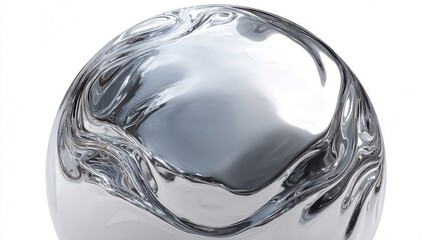abstract liquid chrome sphere isolated on white background