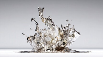 abstract liquid metal splash frozen in motion isolated on white background
