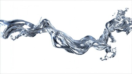 abstract liquid metal wave frozen in motion isolated on white background
