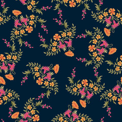 Abstract seamless color full paisley flower leaf bunch pattern