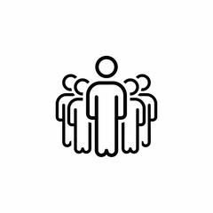 Teamwork and community line icon, group of people standing together as a workforce or crowd