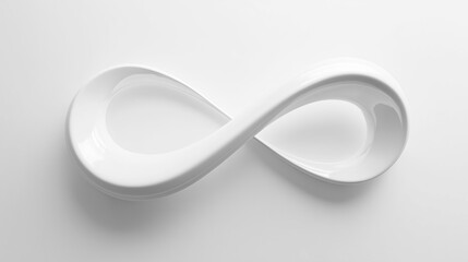 白い空間に浮かぶ3Dの白い無限大マーク