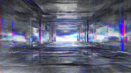 Dynamic glitch art background with NFT, blockchain and cryptocurrency themes. Digital distortion illustrates decentralized finance and futuristic virtual asset exchange in innovative digital economy