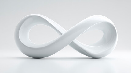 白い空間に浮かぶ3Dの白い無限大マーク