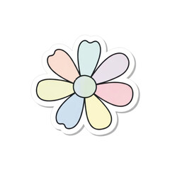 Pastel colored flower sticker with black outline and white border image
